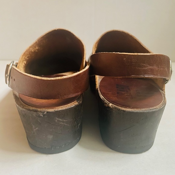 Bosabo Size 7 Brown Leather Wood Sole Clogs - Picture 7 of 16